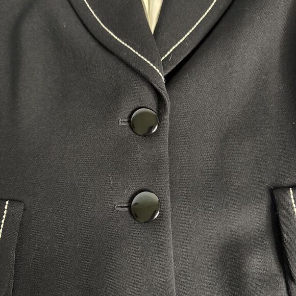 Banana Republic Black Wool Blazer White Piping Size 8 Women's - Picture 4 of 10